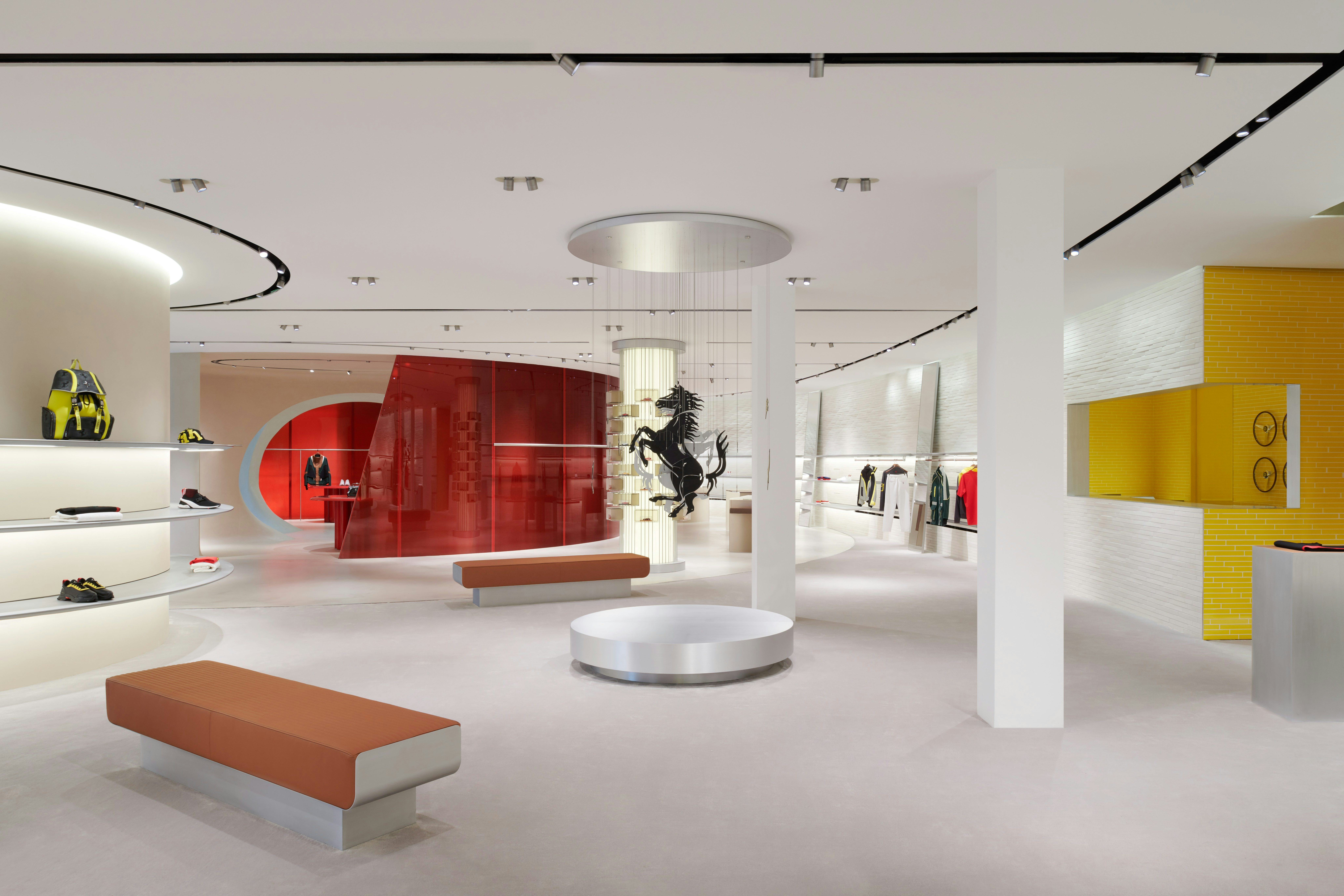 Ferrari\'s new store concept in Maranello designed by Sybarite. Courtesy.
