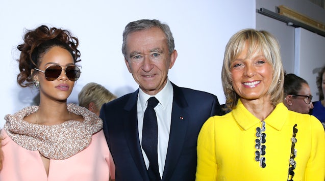 Rihanna, Bernard Arnault and Helene Arnault after Christian Dior show at Paris Fashion Week  Spring/Summer 2016 | Source: Getty