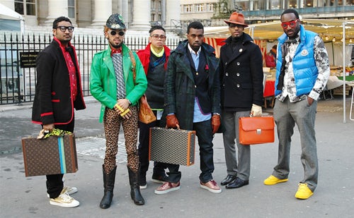 Kanye West and his entourage at Paris fashion week